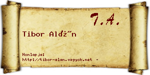 Tibor Alán névjegykártya